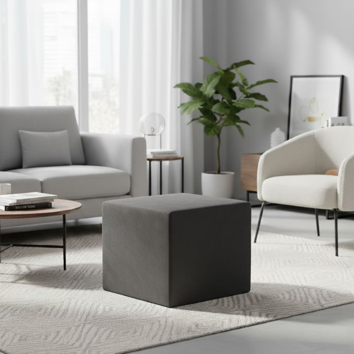 Σκαμπώ April βελούδινο χρώμα γκρι 40x40x40εκ.