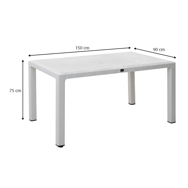 Τραπέζι πολυπροπυλενίου Kalan χρώμα λευκό 150x90x75εκ.