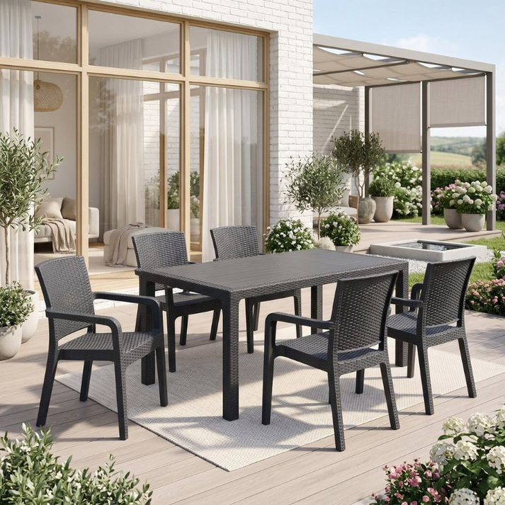 Τραπέζι πολυπροπυλενίου Kalan χρώμα ανθρακί 150x90x75εκ.