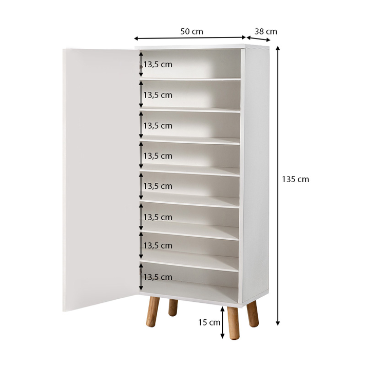 Παπουτσοθήκη Assiri χρώμα λευκό 50x38x135εκ.