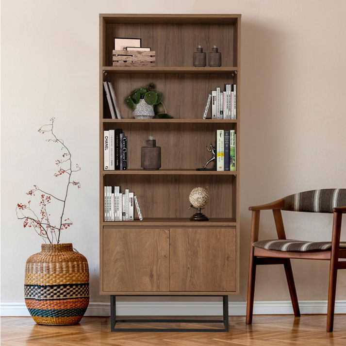 Βιβλιοθήκη Amedeo χρώμα καρυδί 80x36x182εκ.