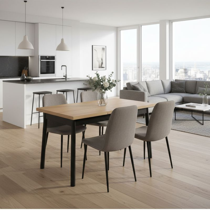 Τραπέζι Jemmy επεκτεινόμενο χρώμα φυσικό - μαύρο 120/153x75x77εκ.