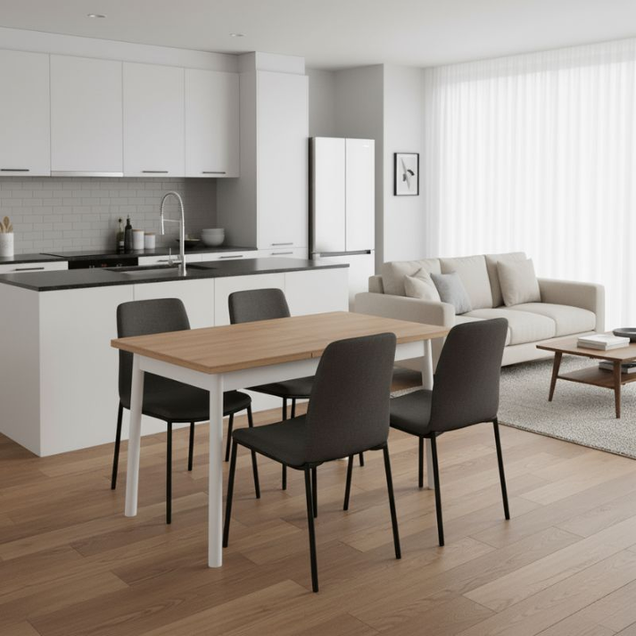 Τραπέζι Jemmy επεκτεινόμενο χρώμα φυσικό - λευκό 120/153x75x77εκ.