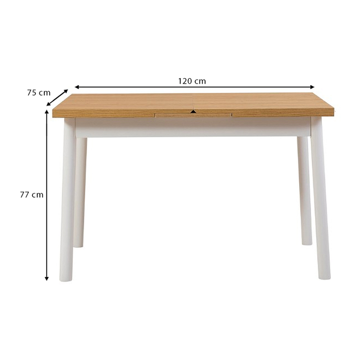 Τραπέζι Jemmy επεκτεινόμενο χρώμα φυσικό - λευκό 120/153x75x77εκ.