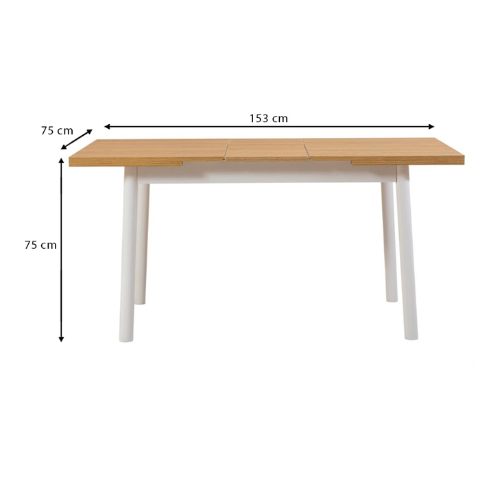 Τραπέζι Jemmy επεκτεινόμενο χρώμα φυσικό - λευκό 120/153x75x77εκ.