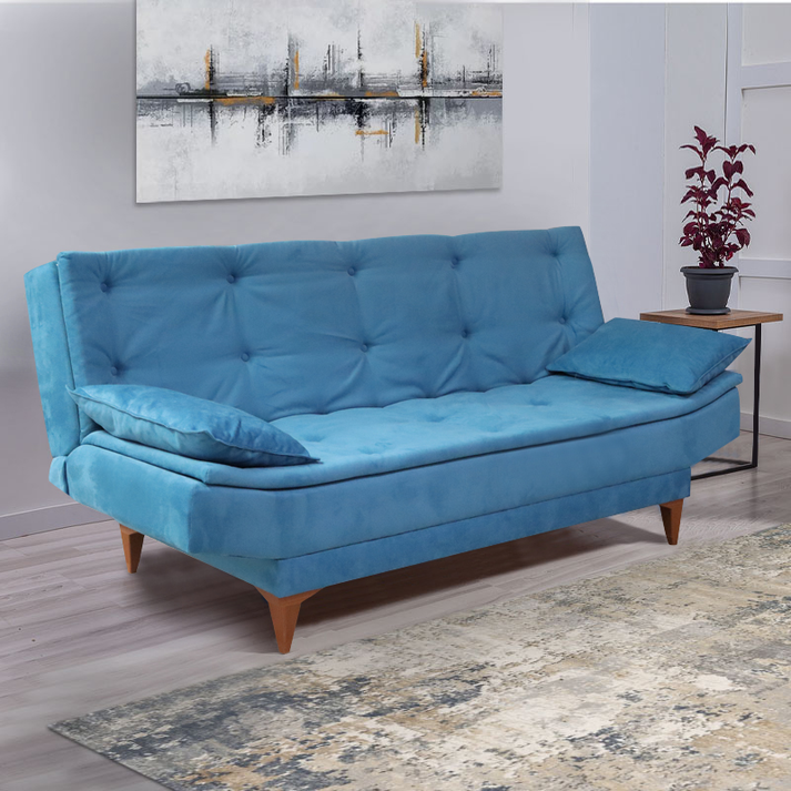 Καναπές - κρεβάτι Lucas τριθέσιος υφασμάτινος χρώμα σκούρο μπλε 190x85x85εκ.