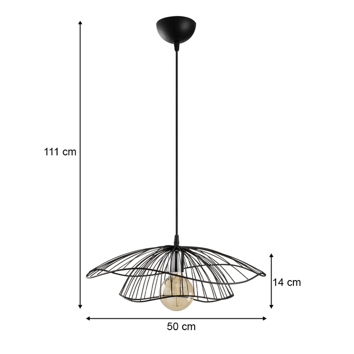 Φωτιστικό οροφής Yildo E27 μεταλλικό μονόφωτο χρώμα μαύρο Φ50x111εκ.
