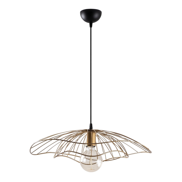 Φωτιστικό οροφής Yildo E27 μεταλλικό μονόφωτο χρώμα χρυσό vintage Φ50x111εκ.