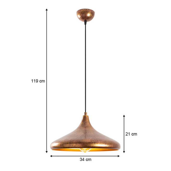 Φωτιστικό οροφής Barek E27 μεταλλικό μονόφωτο χρώμα bronze Φ34x119εκ.