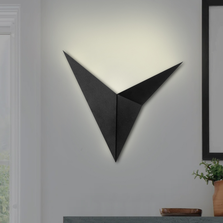 Απλίκα τοίχου Bird μεταλλική χρώμα μαύρο 34x5x34εκ.