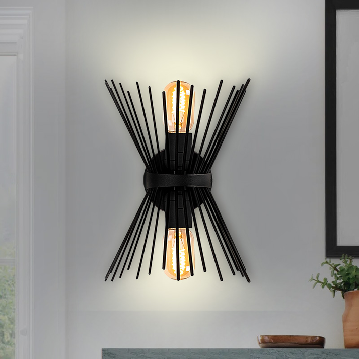 Απλίκα τοίχου Kirpi E27 μεταλλική χρώμα μαύρο 23x5x33εκ.