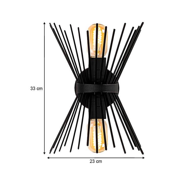 Απλίκα τοίχου Kirpi E27 μεταλλική χρώμα μαύρο 23x5x33εκ.