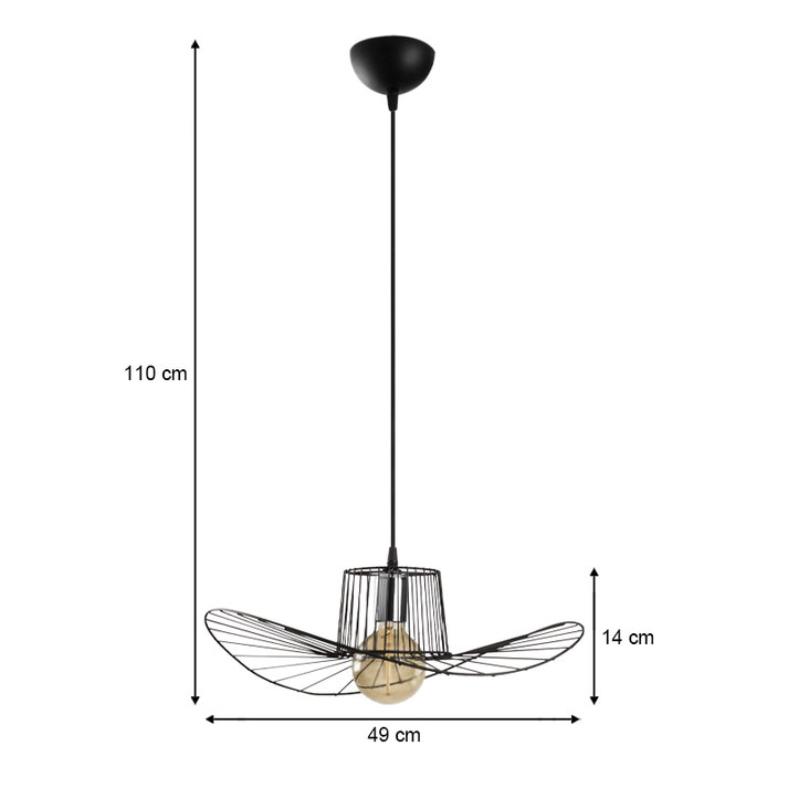 Φωτιστικό οροφής Tel E27 μεταλλικό μονόφωτο χρώμα μαύρο Φ49x110εκ.