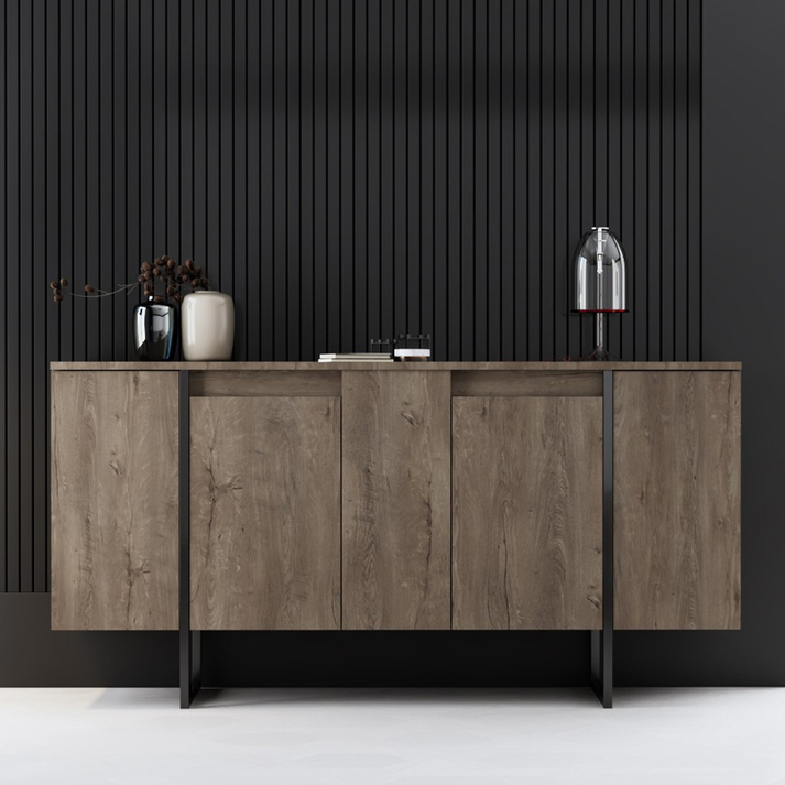 Μπουφές Luxe χρώμα καρυδί 160x35x80εκ.