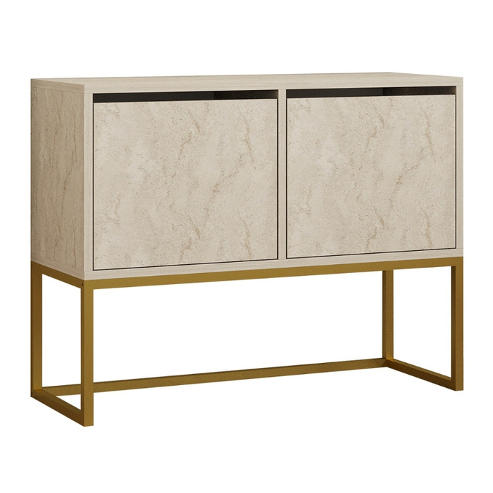 Κονσόλα - Μπουφές Zermat χρώμα μπεζ travertine - χρυσό 90x34x70εκ.