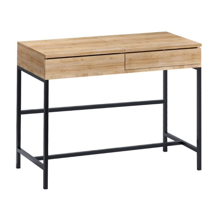 Wooden Makeup Vanity Linda Natural Beech 100x45x74 cm