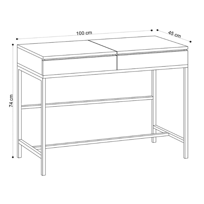 Wooden Makeup Vanity Linda Natural Beech 100x45x74 cm