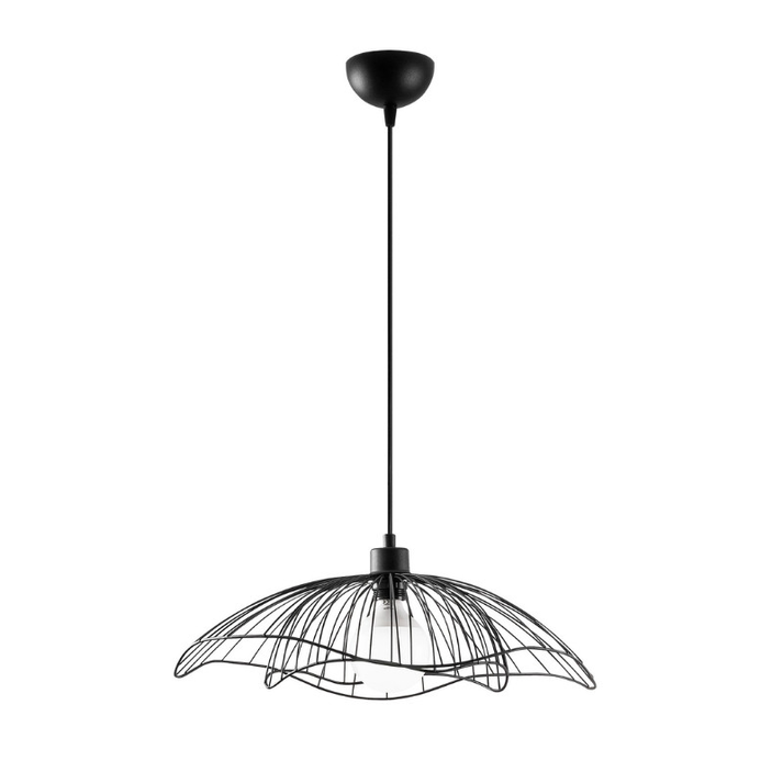 Φωτιστικό οροφής Farac E27 μεταλλικό μονόφωτο χρώμα μαύρο Ø50x31/111εκ.