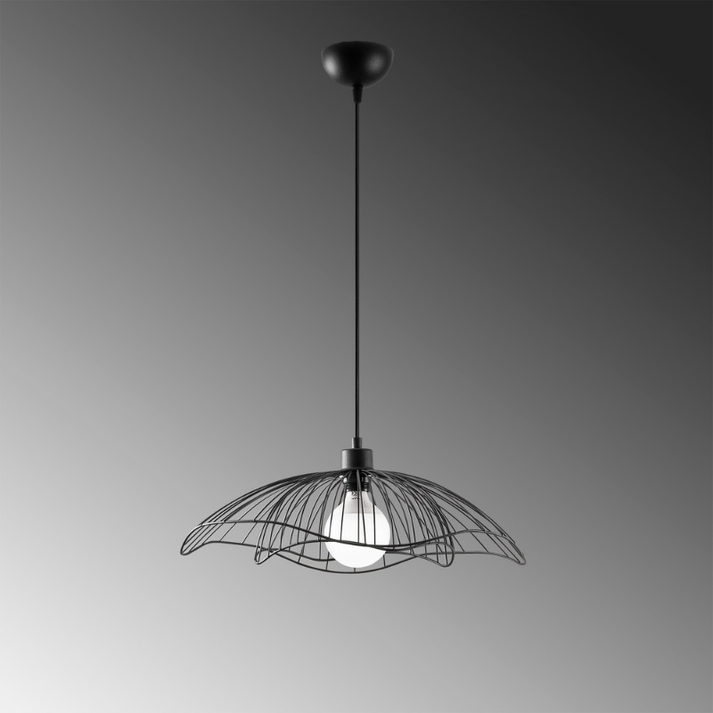 Φωτιστικό οροφής Farac E27 μεταλλικό μονόφωτο χρώμα μαύρο Ø50x31/111εκ.