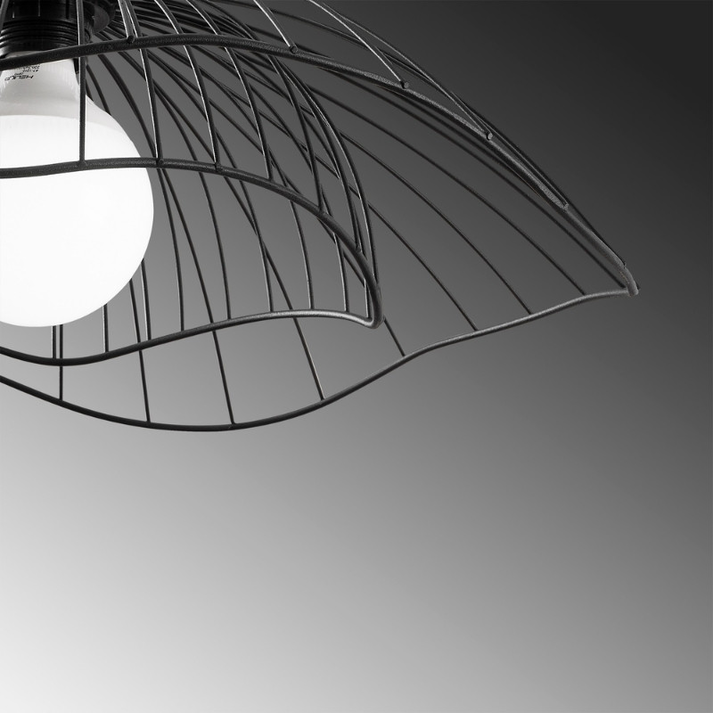 Φωτιστικό οροφής Farac E27 μεταλλικό μονόφωτο χρώμα μαύρο Ø50x31/111εκ.