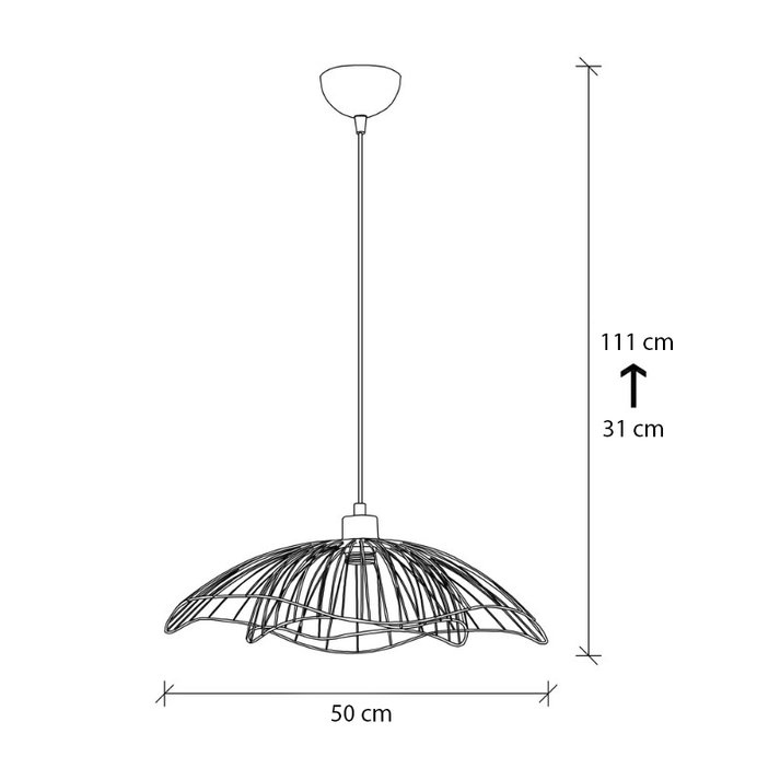 Φωτιστικό οροφής Farac E27 μεταλλικό μονόφωτο χρώμα μαύρο Ø50x31/111εκ.