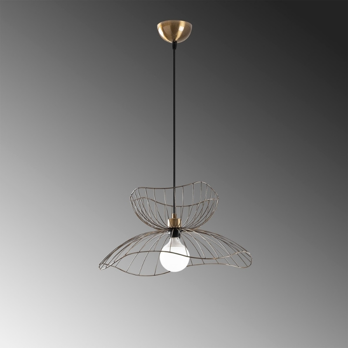 Φωτιστικό οροφής Farac E27 μεταλλικό μονόφωτο χρώμα χρυσό vintage Ø50x31/111εκ.