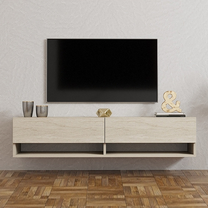 Έπιπλο τηλεόρασης επιτοίχιο Arges χρώμα travertine 140x29,6x30εκ.