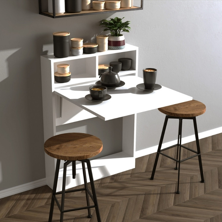 Τραπέζι επιτοίχιο πτυσσόμενο Bracke χρώμα λευκό 70x15x96εκ.