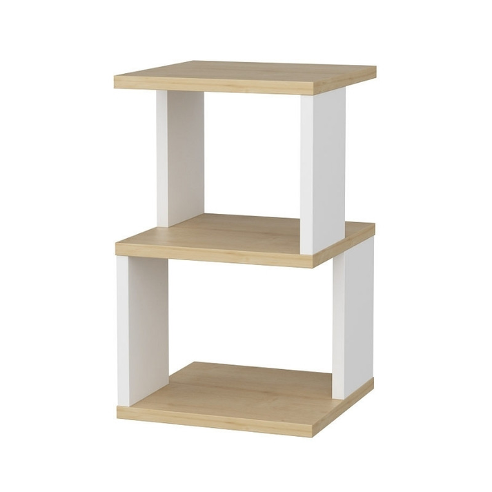 Κομοδίνο Carter χρώμα φυσικό οξιάς - λευκό 29,6x29,6x49,4εκ.