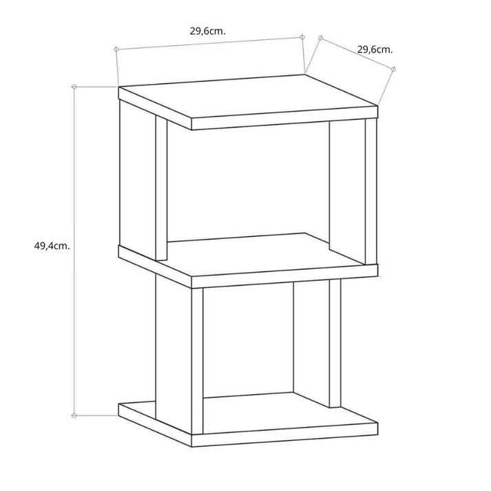Κομοδίνο Carter χρώμα φυσικό οξιάς - λευκό 29,6x29,6x49,4εκ.