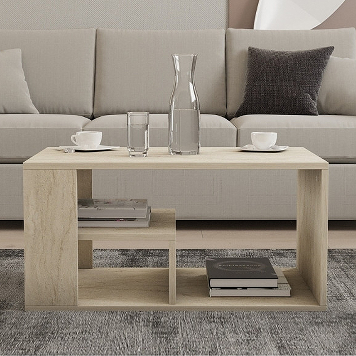 Τραπεζάκι σαλονιού Rodom χρώμα travertine 80x50x40εκ.