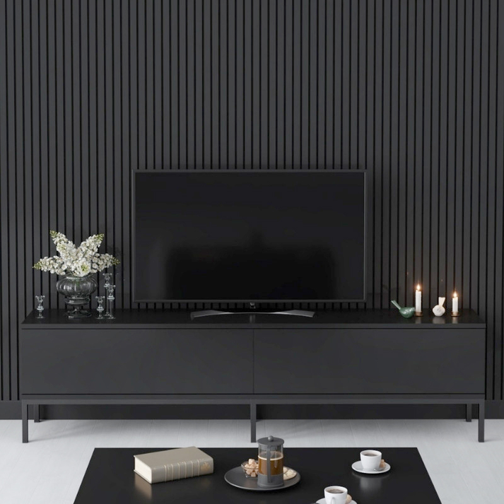 Έπιπλο τηλεόρασης Lord χρώμα μαύρο 180x30x47εκ.