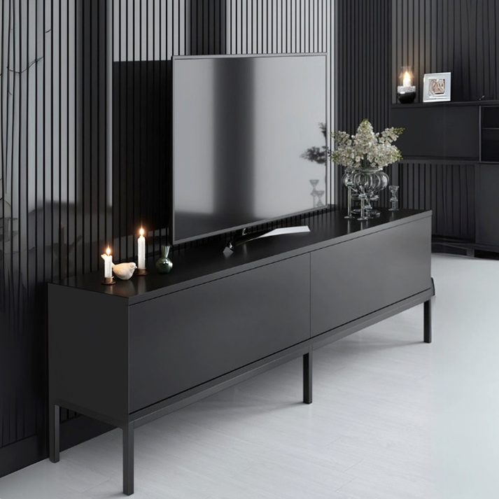 Έπιπλο τηλεόρασης Lord χρώμα μαύρο 180x30x47εκ.