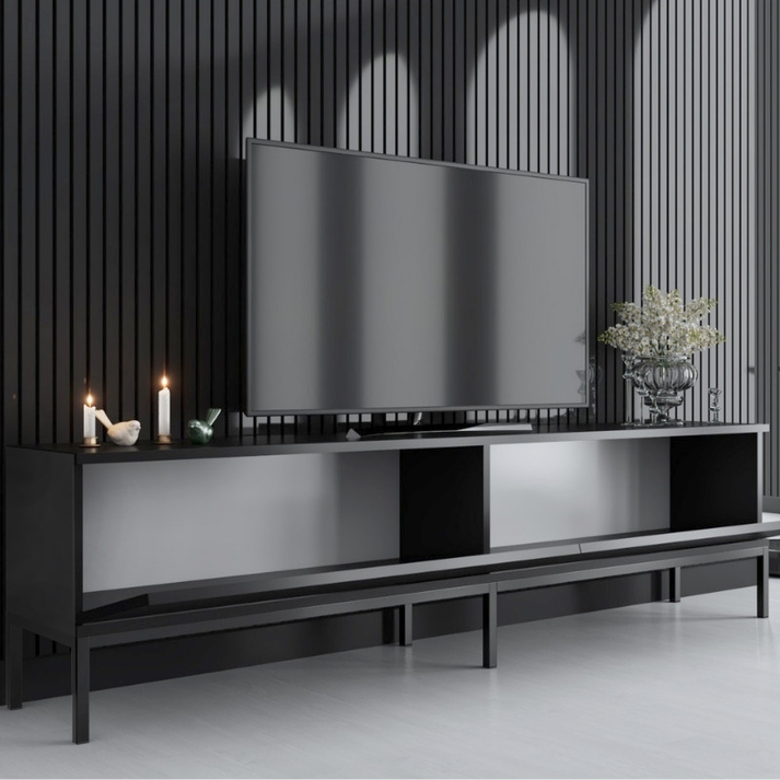 Έπιπλο τηλεόρασης Lord χρώμα μαύρο 180x30x47εκ.