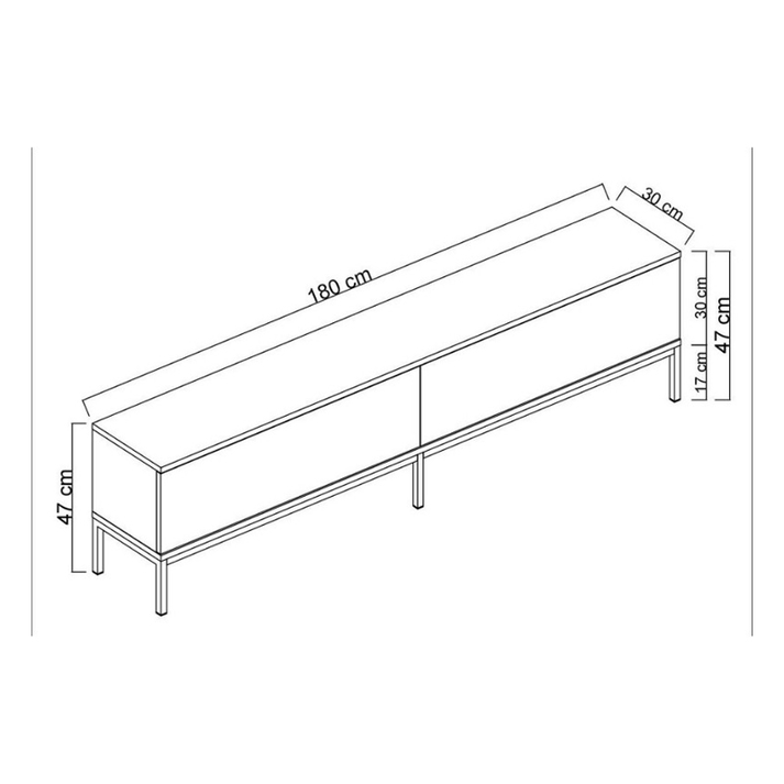 Έπιπλο τηλεόρασης Lord χρώμα μαύρο 180x30x47εκ.