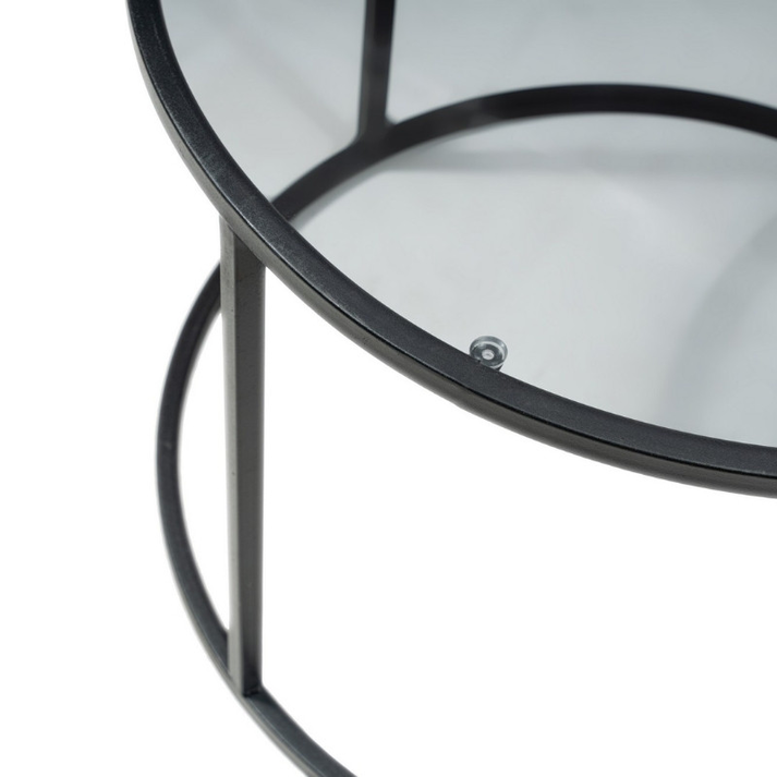 Τραπεζάκι σαλονιού Startis μέταλλο - γυαλί χρώμα μαύρο Ø60x43εκ.