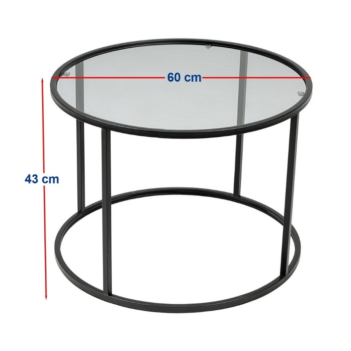 Τραπεζάκι σαλονιού Startis μέταλλο - γυαλί χρώμα μαύρο Ø60x43εκ.