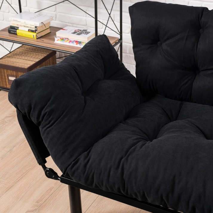 Καναπές - κρεβάτι Nitta διθέσιος υφασμάτινος χρώμα μαύρο 155x70x85εκ.