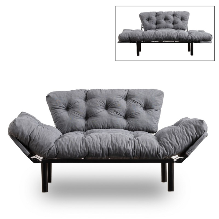 Καναπές - κρεβάτι Nitta διθέσιος υφασμάτινος χρώμα γκρι 155x70x85εκ.