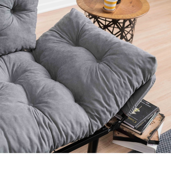 Καναπές - κρεβάτι Nitta διθέσιος υφασμάτινος χρώμα γκρι 155x70x85εκ.