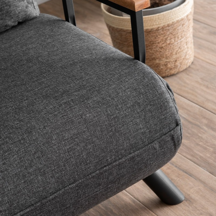 Καναπές - κρεβάτι Sando διθέσιος υφασμάτινος χρώμα ανθρακί 133x78x78εκ.