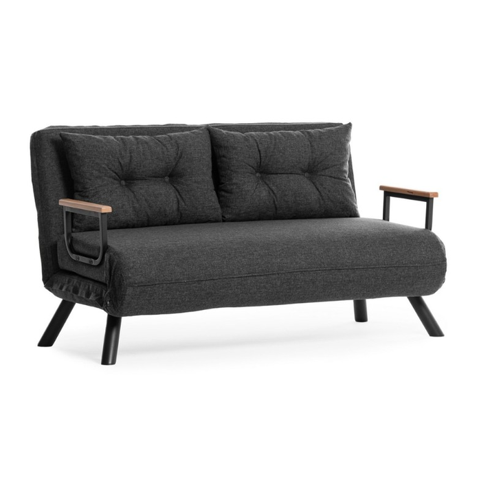 Καναπές - κρεβάτι Sando διθέσιος υφασμάτινος χρώμα ανθρακί 133x78x78εκ.