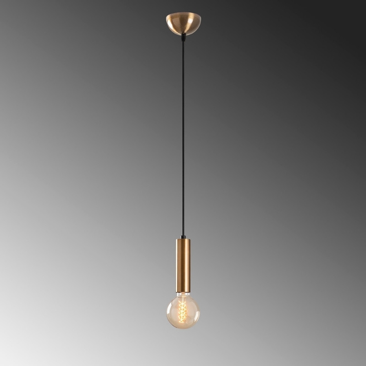 Φωτιστικό οροφής Lizy E27 μεταλλικό μονόφωτο χρώμα χρυσό vintage Ø4x111εκ.