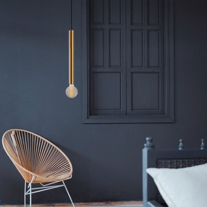 Φωτιστικό οροφής Lizy I E27 μεταλλικό μονόφωτο χρώμα χρυσό vintage Ø4x139εκ.