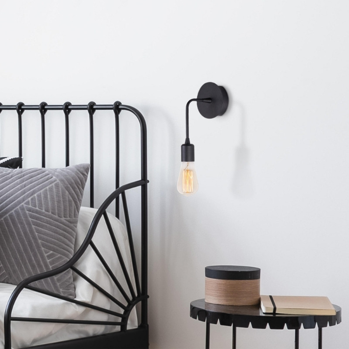 Απλίκα τοίχου Aden E27 μεταλλική χρώμα μαύρο 6x12x27εκ.