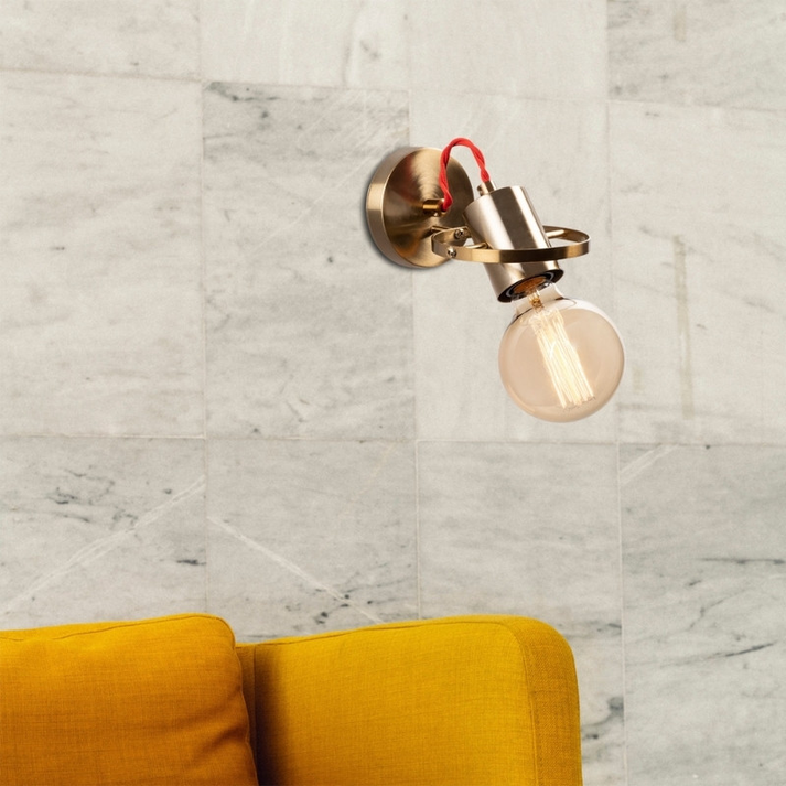 Απλίκα τοίχου Asen E27 μεταλλική χρώμα χρυσό vintage 12x17x13εκ.