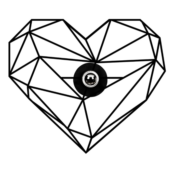 Απλίκα τοίχου Heart E27 MDF χρώμα μαύρο 47x12x40εκ.