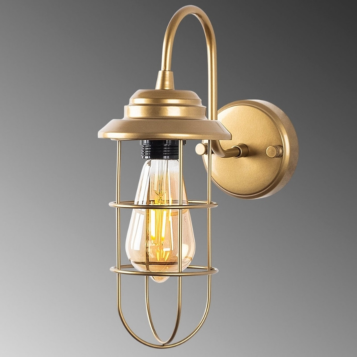 Απλίκα τοίχου Vole E27 μεταλλική χρώμα χρυσό 10x12x32εκ.