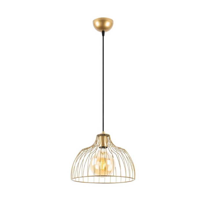 Φωτιστικό οροφής Treiso E27 μεταλλικό μονόφωτο χρώμα χρυσό Ø28x126εκ.