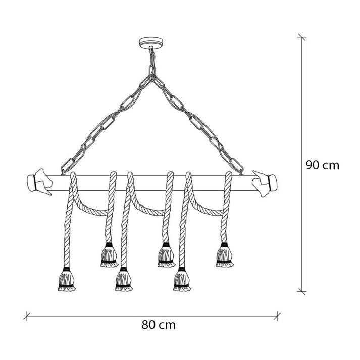 Φωτιστικό οροφής Giza E27 ξύλο - σχοινί εξάφωτο χρώμα φυσικό 80x8x90εκ.